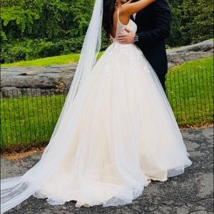 Off white Princess cut wedding dress